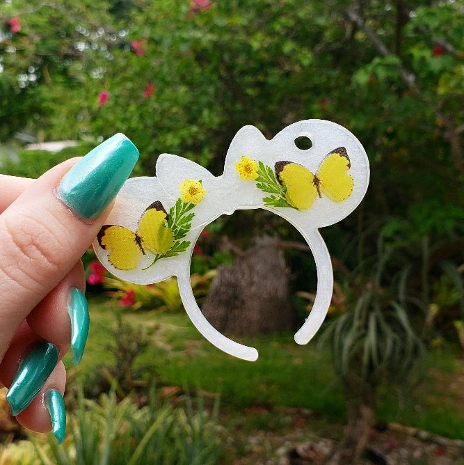 Butterfly Floral Mouse Ears Key chain - Momma Resin