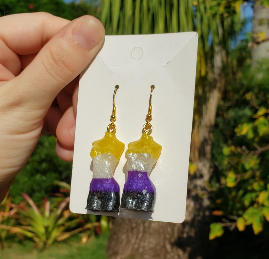 Non-binary Body Earrings - Momma Resin