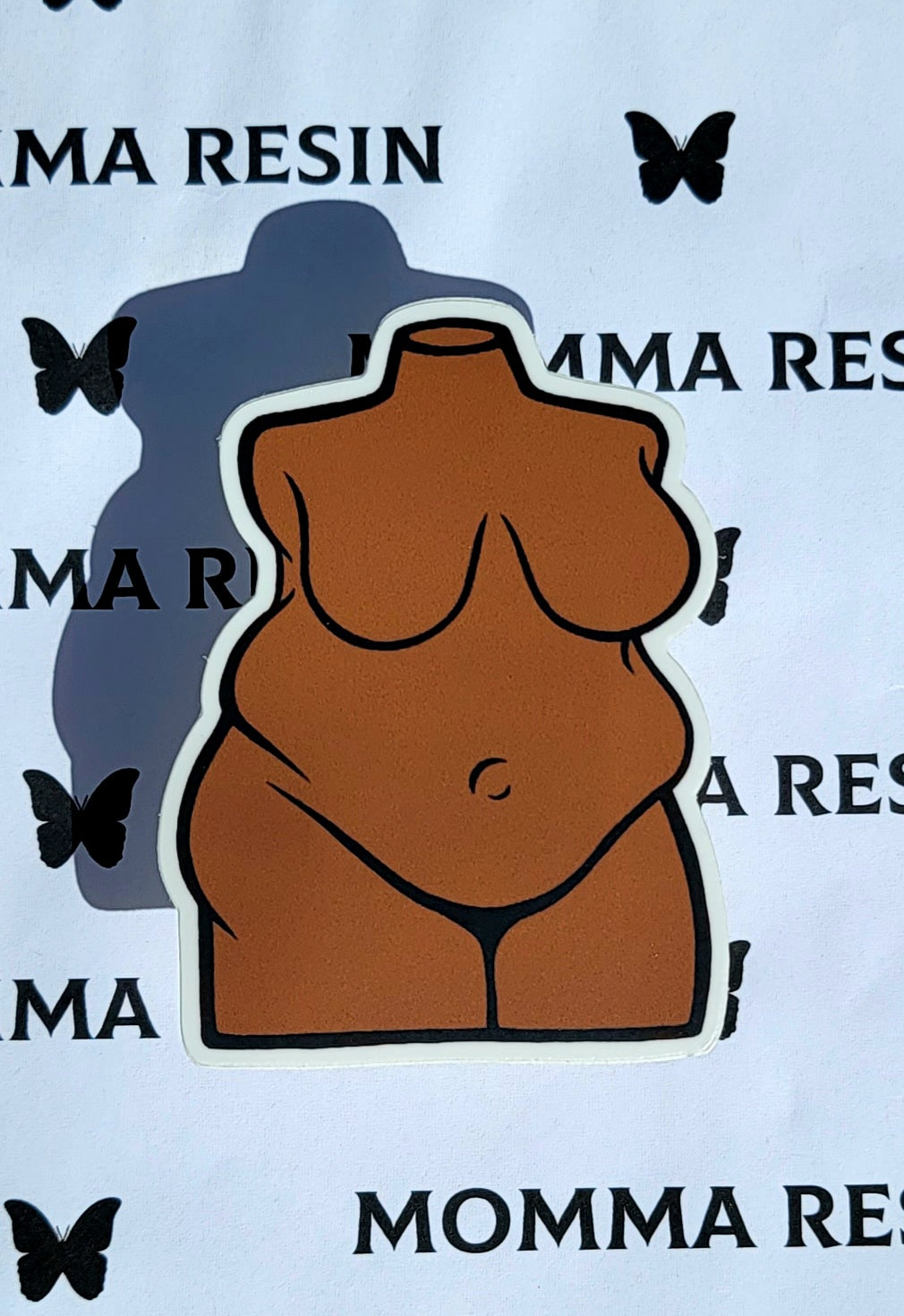 Plus Size Sticker -Tan/Brown - Momma Resin