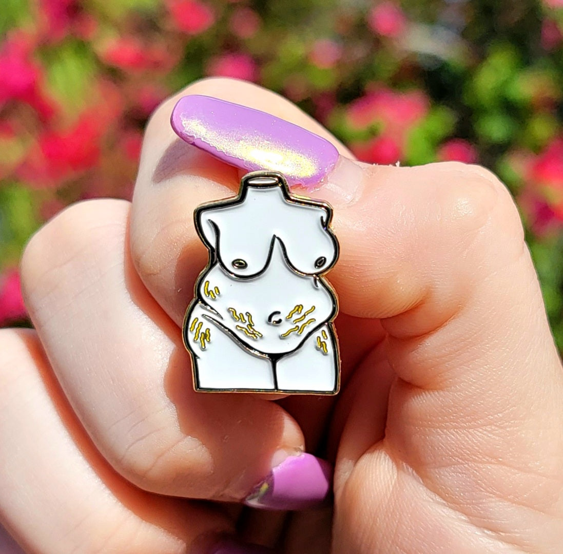 Plus Size Stretch Marks Enamel Pin - Momma Resin