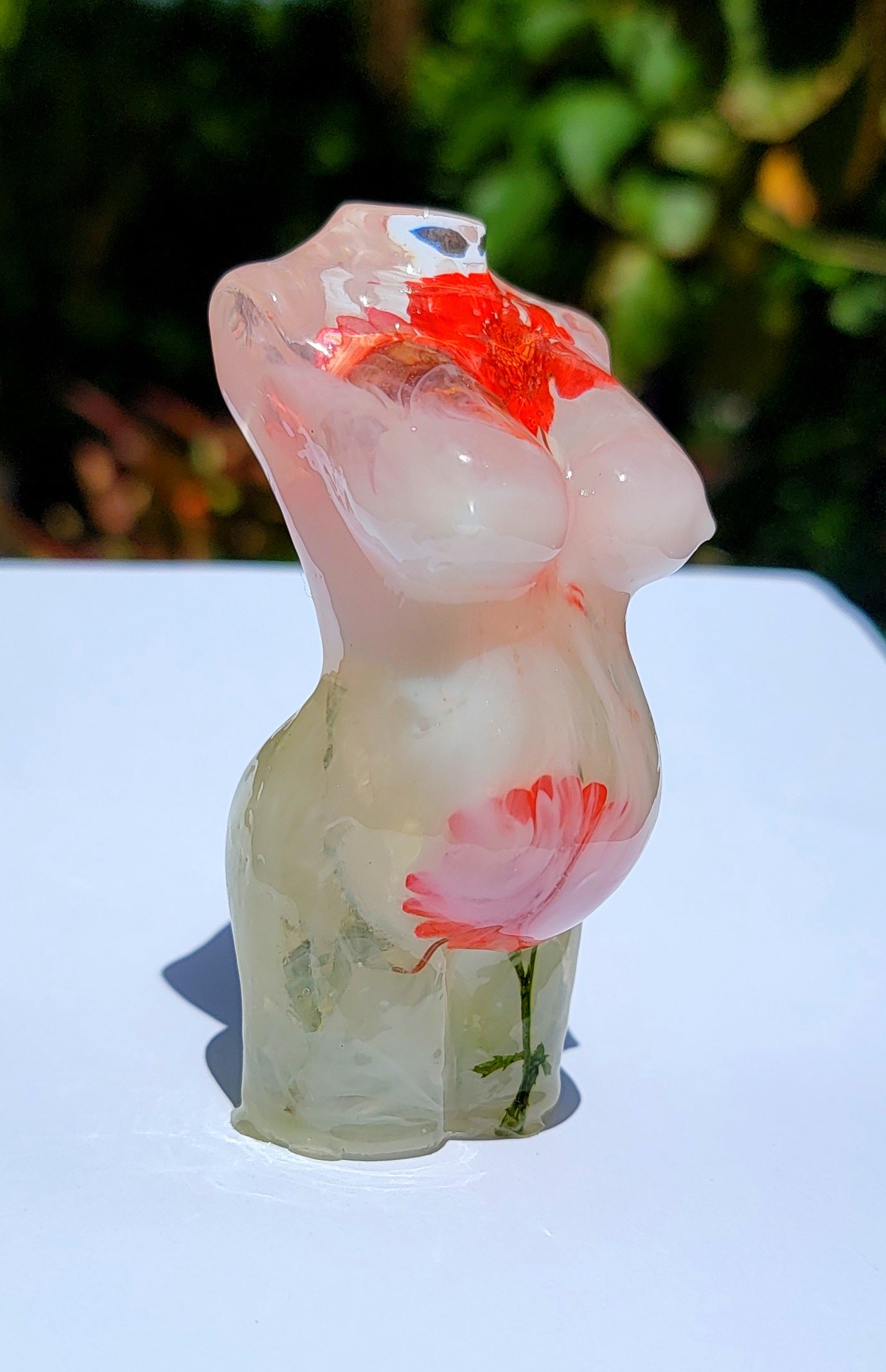 Pregnancy Statue -Small- 3 in. Floral Milk Bath - Momma Resin