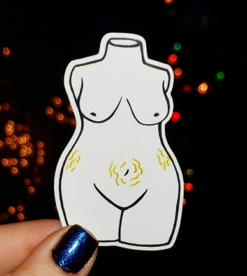 Curvy Stretch Marks Sticker -White- - Momma Resin