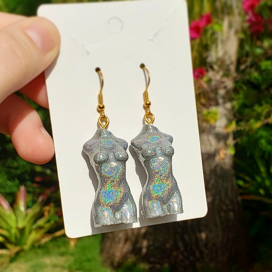 Chrome Goddess Body Earrings - Momma Resin