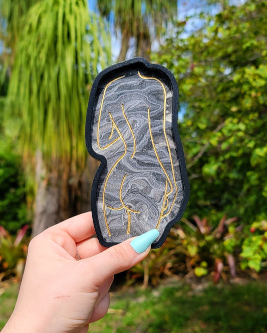 Slender Body Tray -Marbled Stone- *Made-to-order* - Momma Resin