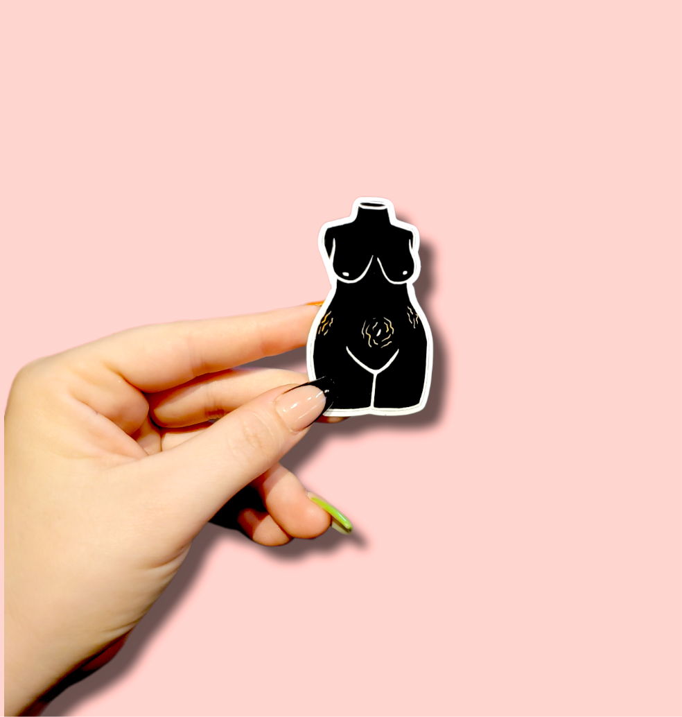 Curvy Stretch Marks Sticker -Black- - Momma Resin