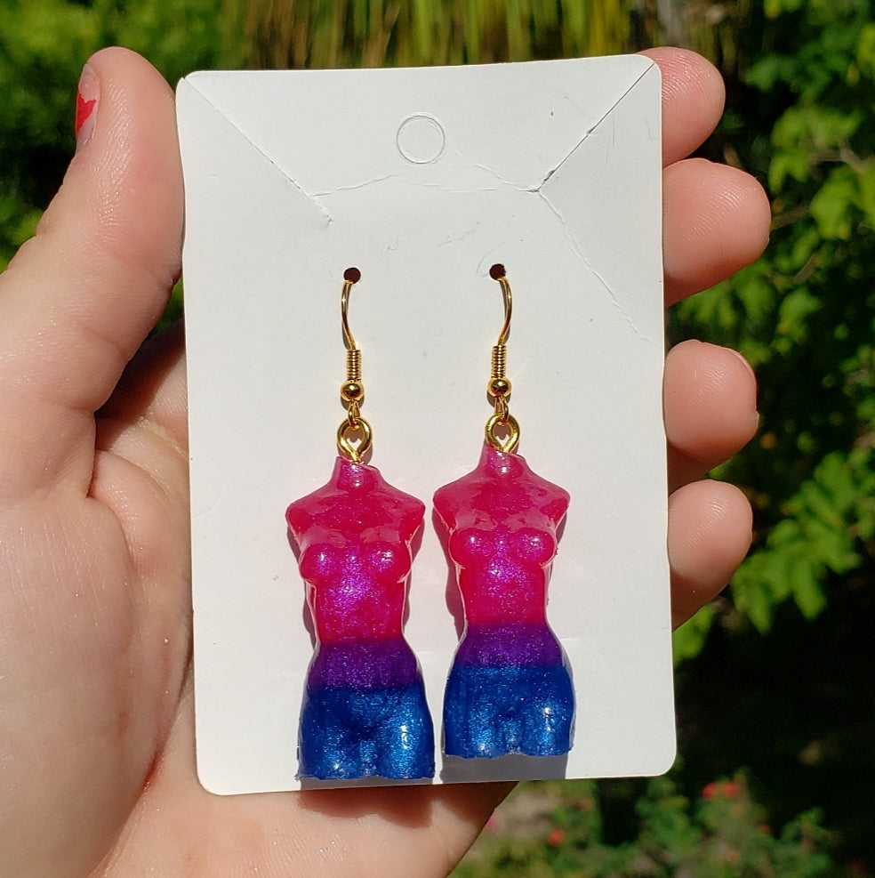 Bisexual Flag  Body Earrings - Momma Resin