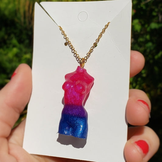 Bisexual Flag Goddess Body Necklace - Momma Resin