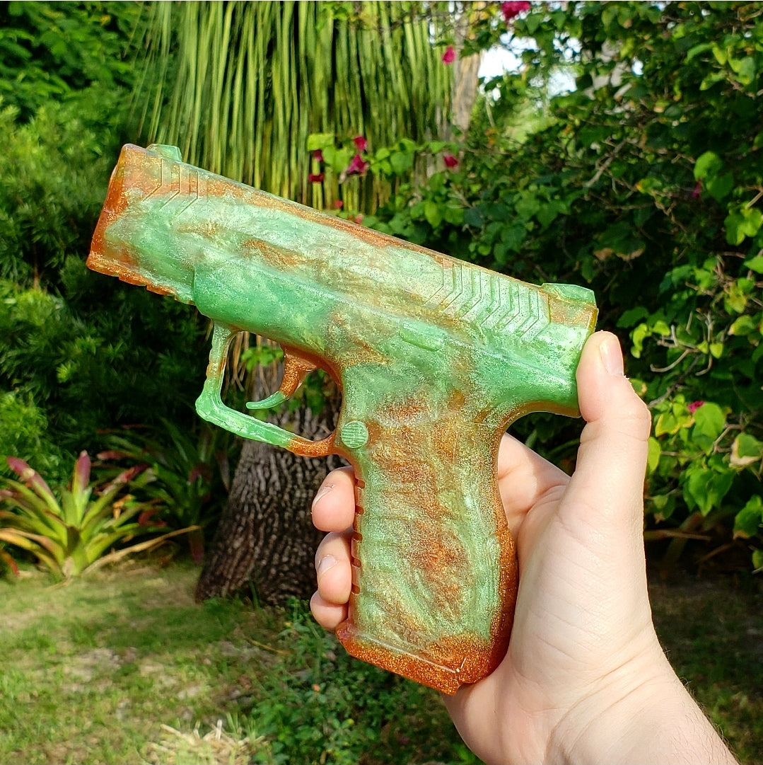 Green and Orange Swirl Gun - Momma Resin