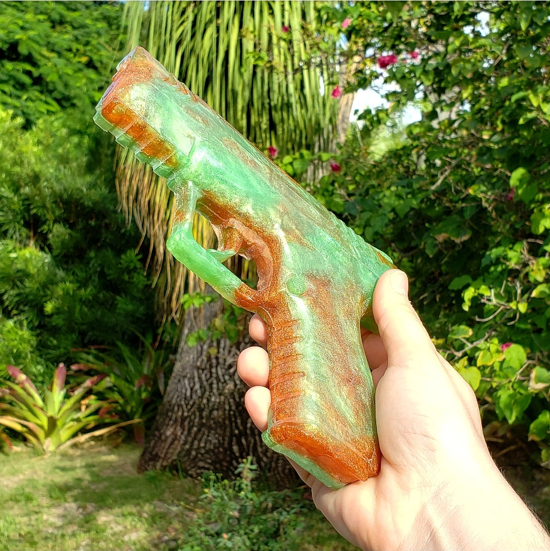 Green and Orange Swirl Gun - Momma Resin