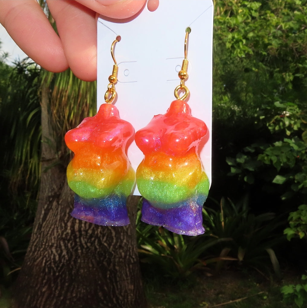 Rainbow Plus Size Body Earrings - Momma Resin