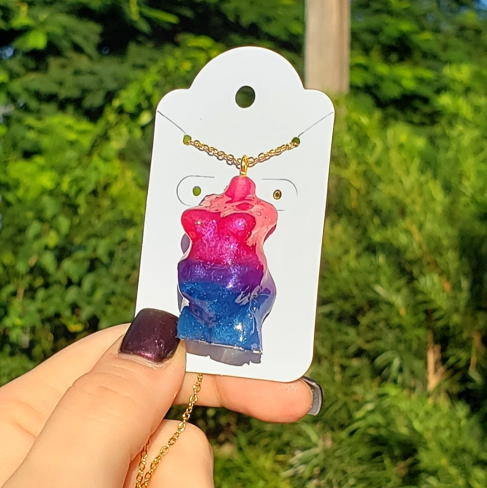 Bisexual Flag Plus Size Goddess Body Necklace - Momma Resin