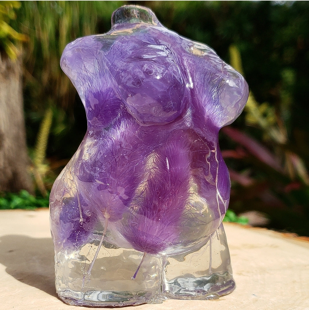 Plus Size Statue -Large-  -Purple Fluff- - Momma Resin