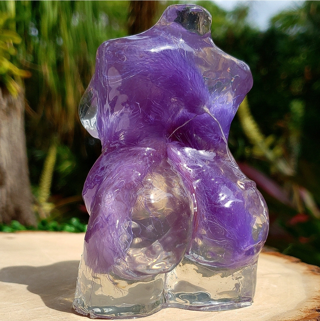 Plus Size Statue -Large-  -Purple Fluff- - Momma Resin