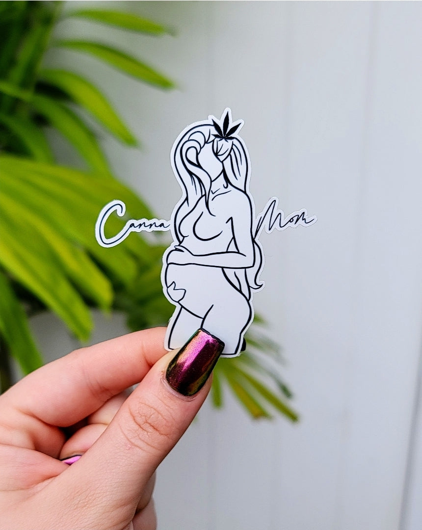 Canna Mom Sticker -White - Momma Resin