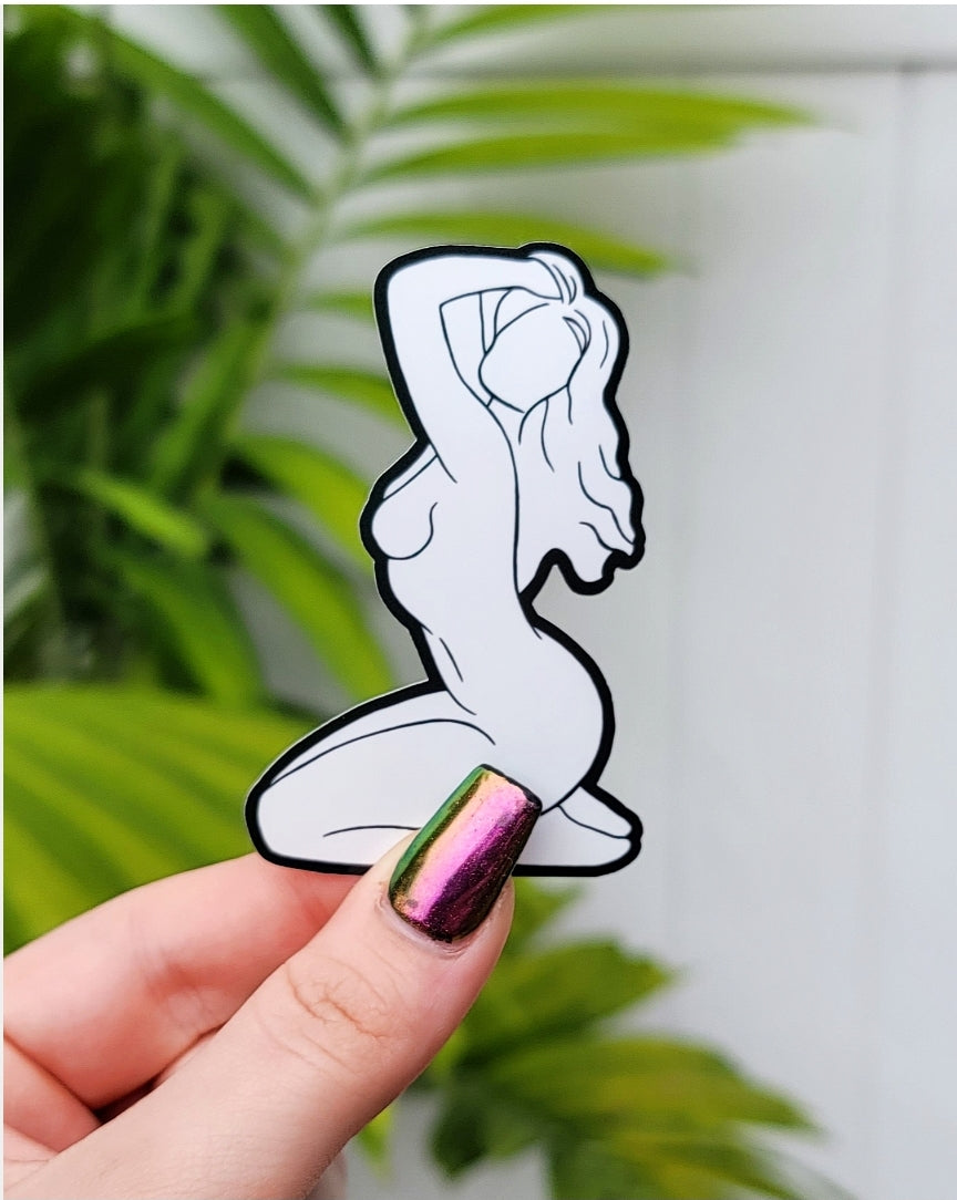 Kneeling Goddess Sticker -White - Momma Resin