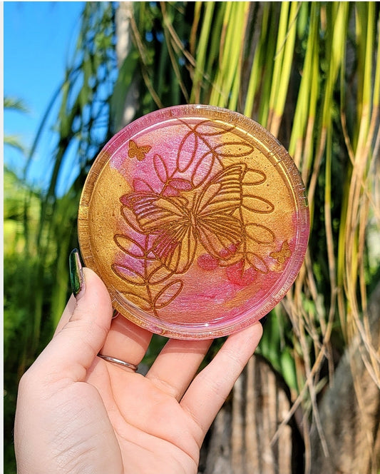 "Blushing Butterflies" Coaster - Momma Resin