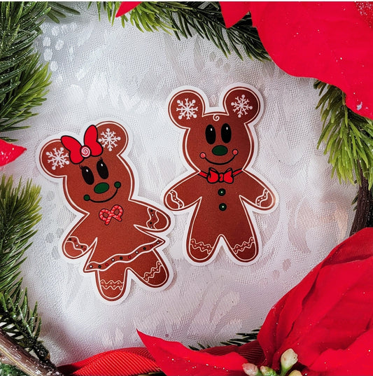 Gingerbread Minnie/Mickey Sticker - Momma Resin