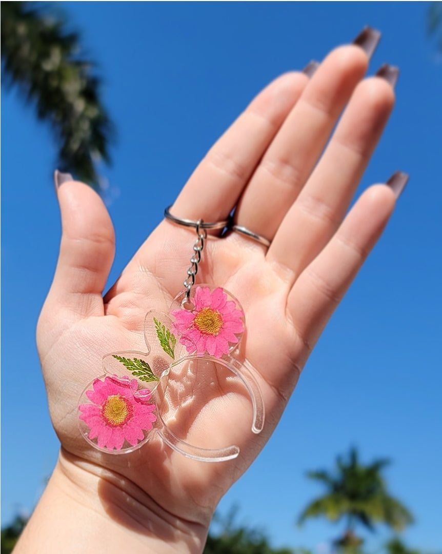 Mouse Ears Floral Keychain - Momma Resin