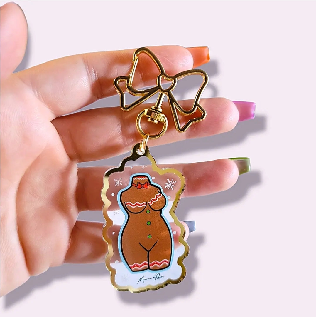 Gingerbread Body Acrylic Keychain charm - Momma Resin